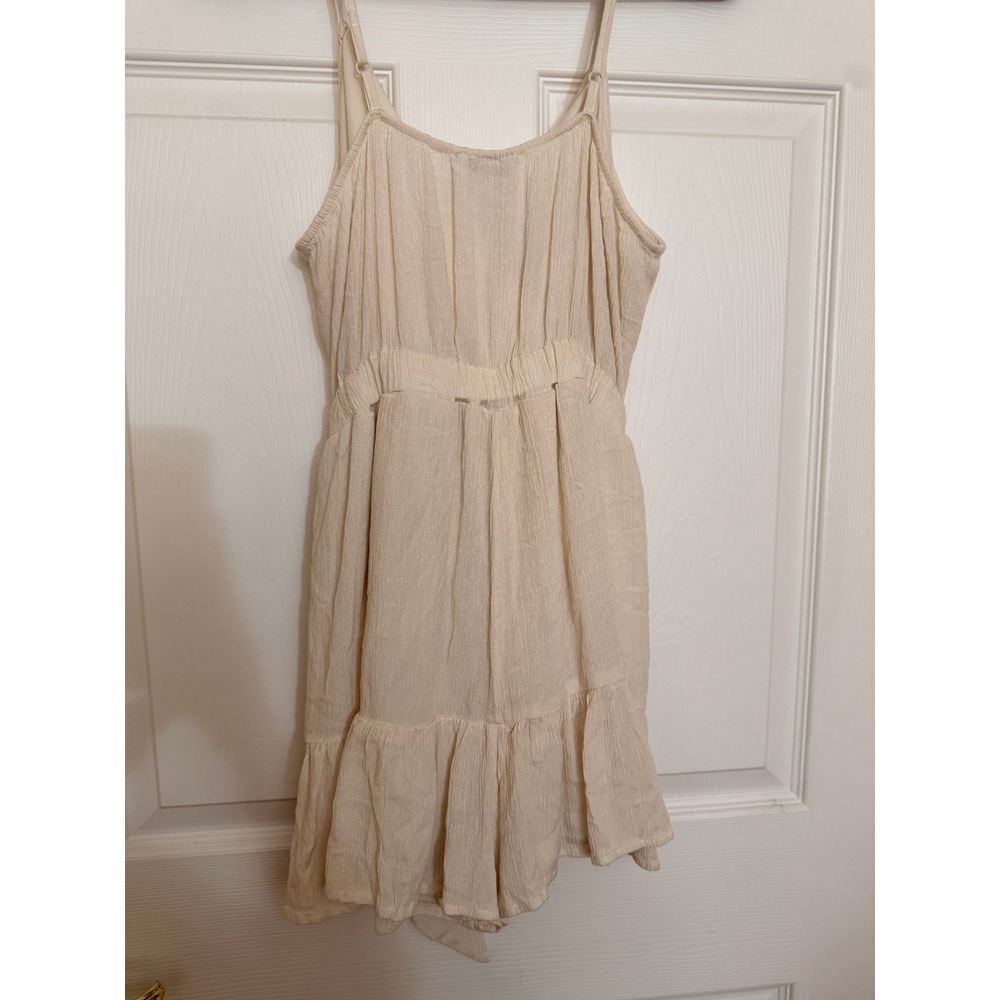 American Eagle Women Dress Cream Gauze Faux Wrap Tie Waist S - Picture 3 of 7